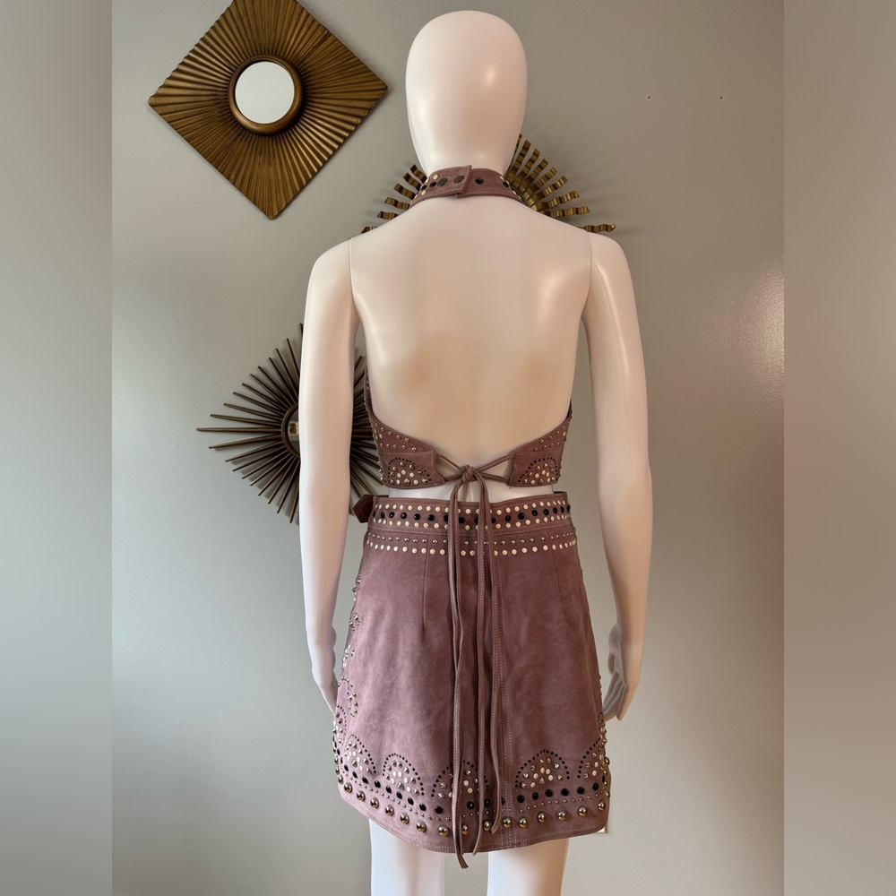 Nasty Gal - Lilac Sisters of the Moon Studded Suede Skirt & Top Set - Picture 11 of 17